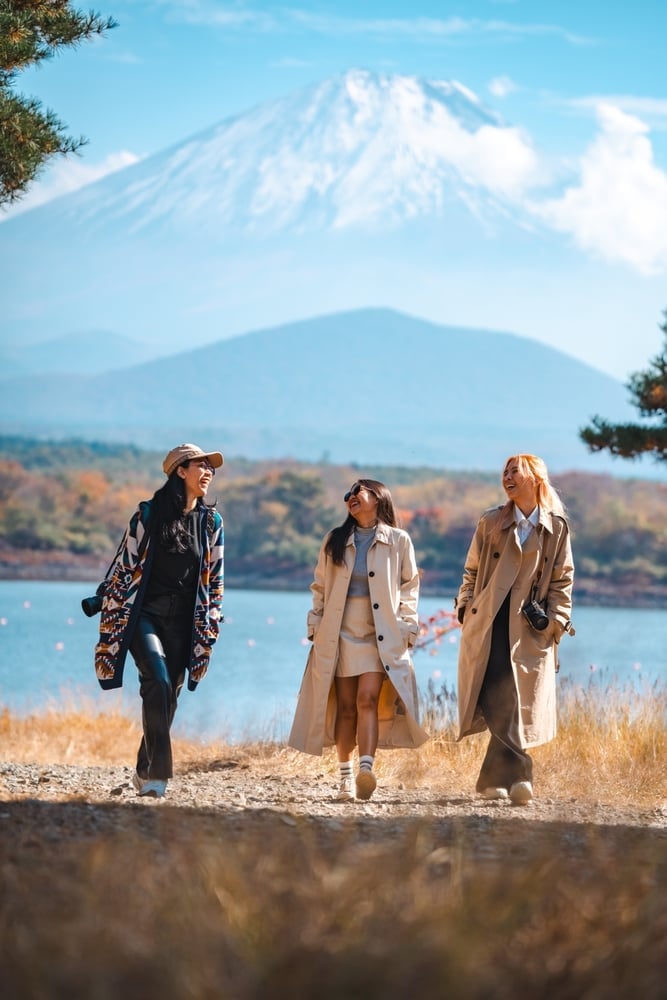 Trench Coats and Patterned Cardigan Casual Outing — Japan Outfits