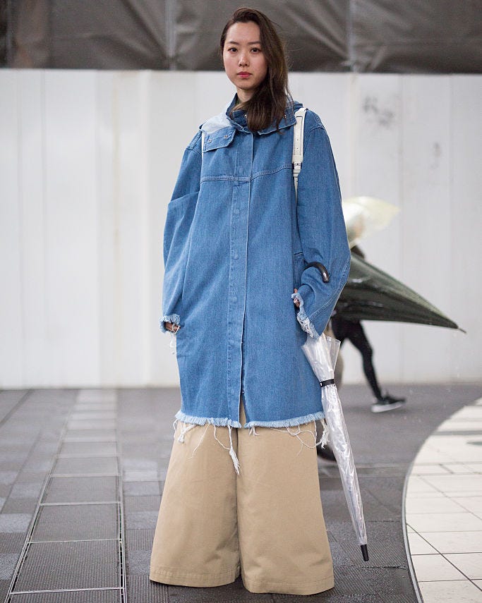 Oversized Denim Jacket With Wide-Leg Pants — Japan Outfits