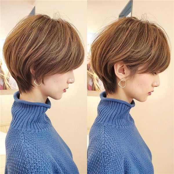 Chin Length Layered Bob With Side Bangs — Japanese Hair