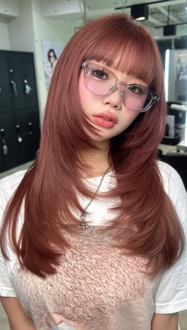 Vibrant Cherry Pink Layered Hair — Japanese Hair