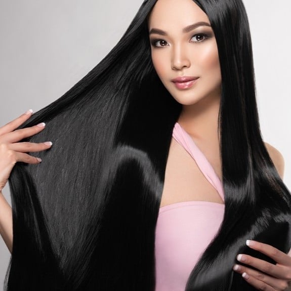 Glossy Black Bob With Curtain Bangs — Japanese Hair