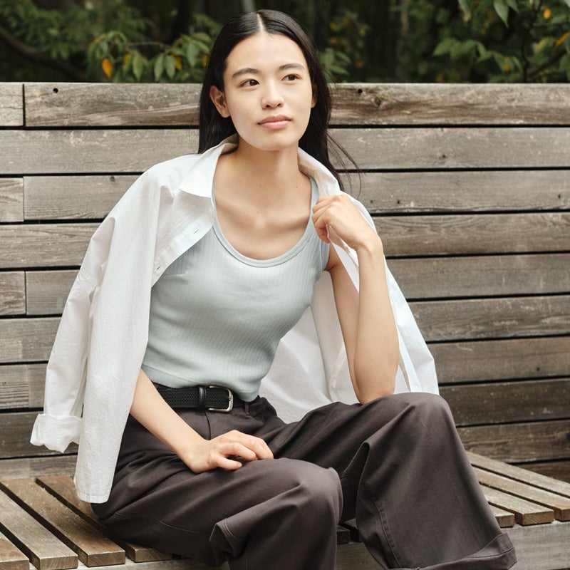 Open Button-Down Shirt With Wide Leg Trousers — Japanese Outfits