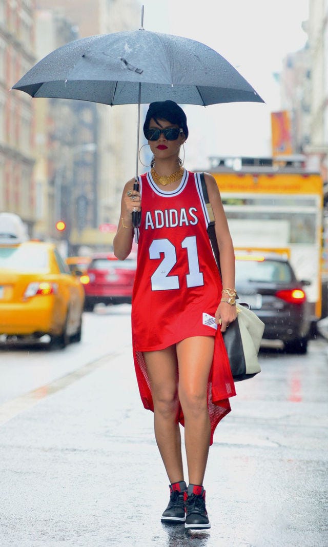 Basketball Jersey Styled as a Statement Dress — Jersey Outfit