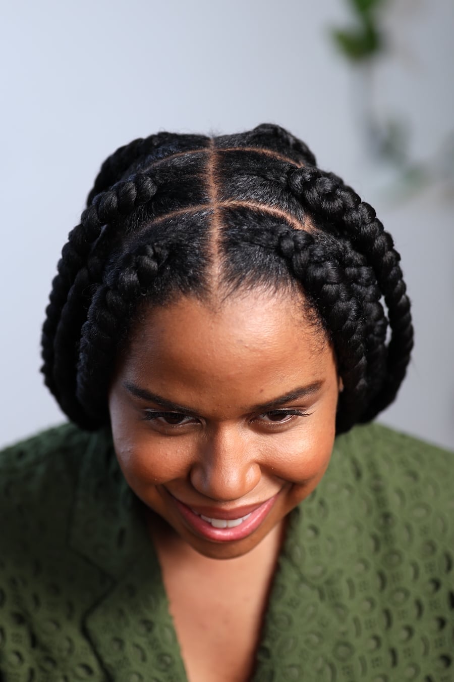 Shoulder-Length Chunky Black Box Braids, Straight Shoulder-Length Chunky Black Box Braids, Straight — Jumbo Braids