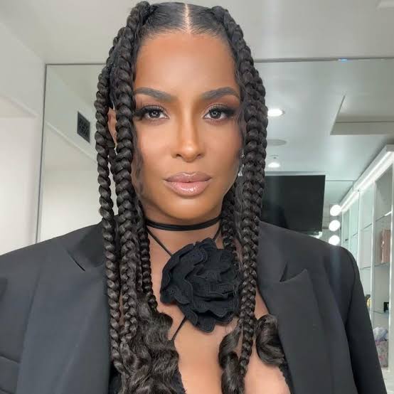 Collarbone Black Jumbo Braids With Highlights Collarbone Black Jumbo Braids With Highlights