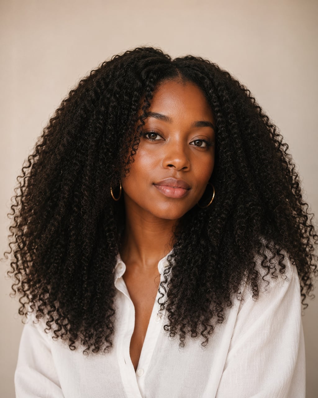 Voluminous Mid-Back Blowout With Subtle Highlights — Kinky Hair