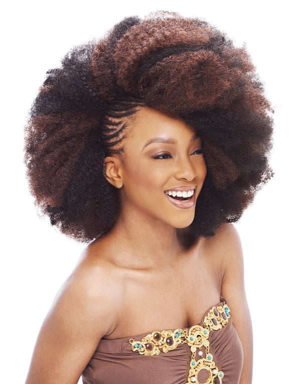Voluminous Afro Puff With Braided Sides — Kinky Hair