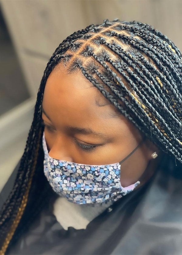 Fine Braids With Blonde Highlights Fine Braids With Blonde Highlights — Knotless Box Braids