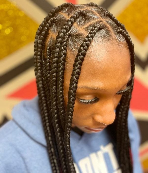 Thick Black Braids Organized Pattern Thick Black Braids Organized Pattern — Knotless Box Braids