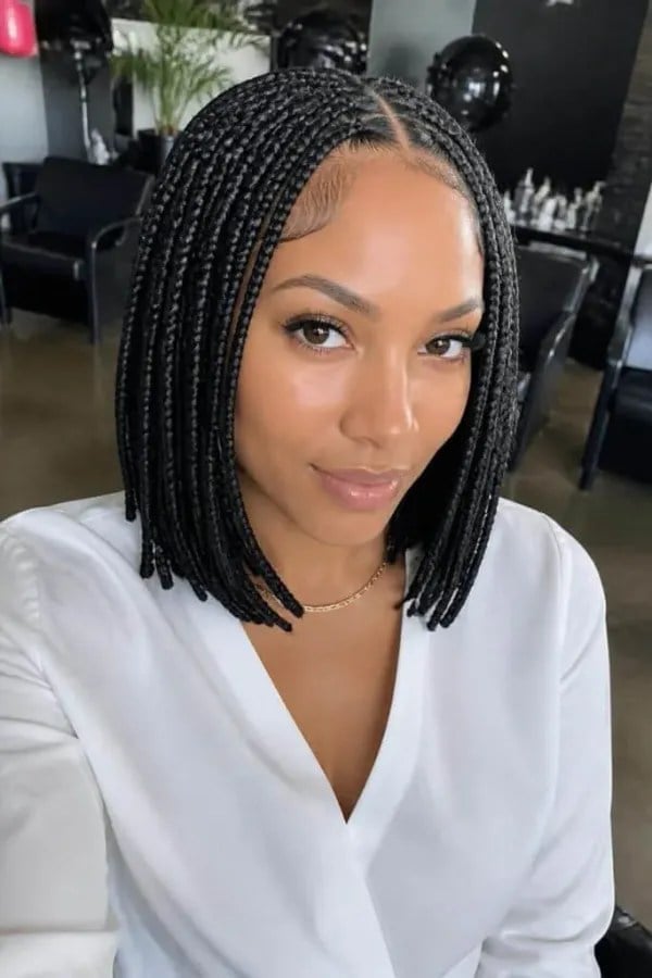 Short Black Knotless Box Braids Bob Short Black Knotless Box Braids Bob