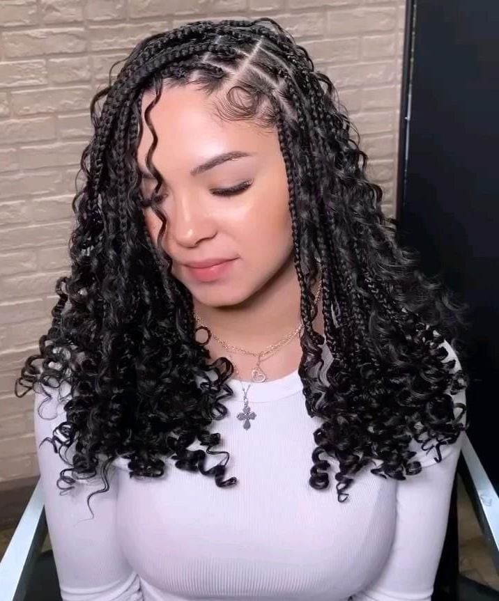 Knotless Box Braids With Curly Ends Knotless Box Braids With Curly Ends