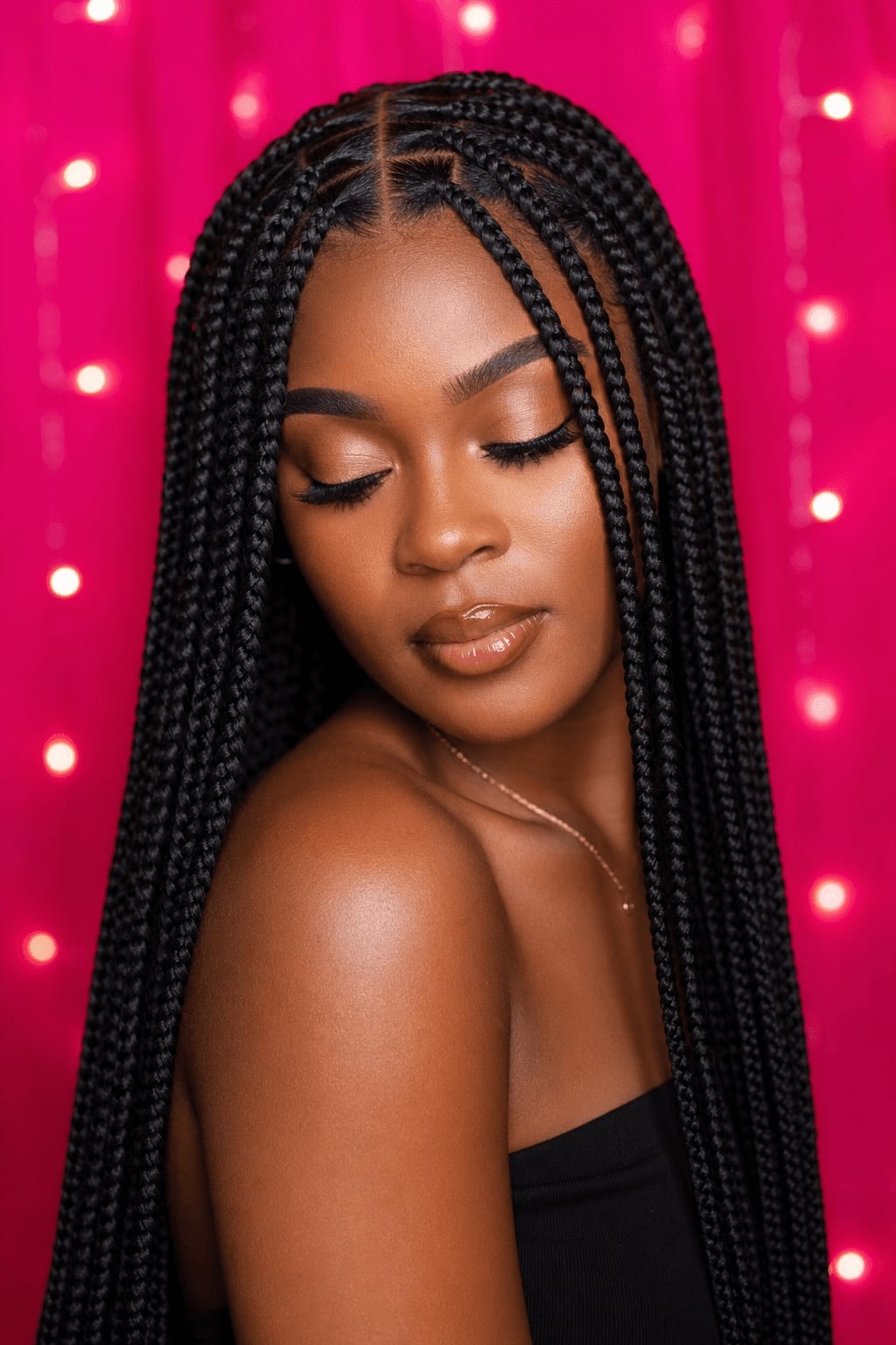 Neat Collarbone Box Braids — Knotless Braids