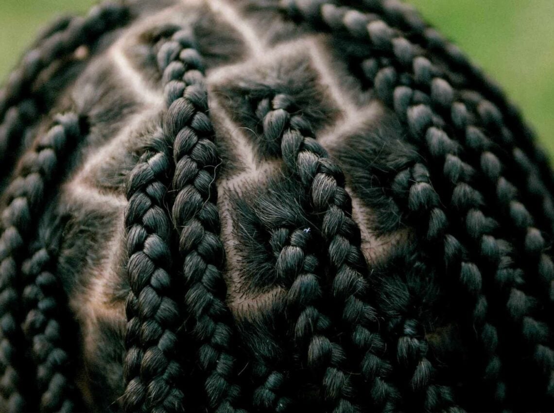 Knotless Braids With Geometric Scalp Pattern
