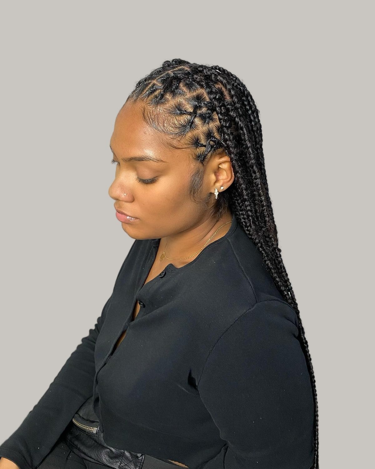 Mid-Back Box Braids With Fine Wavy Strands — Knotless Braids