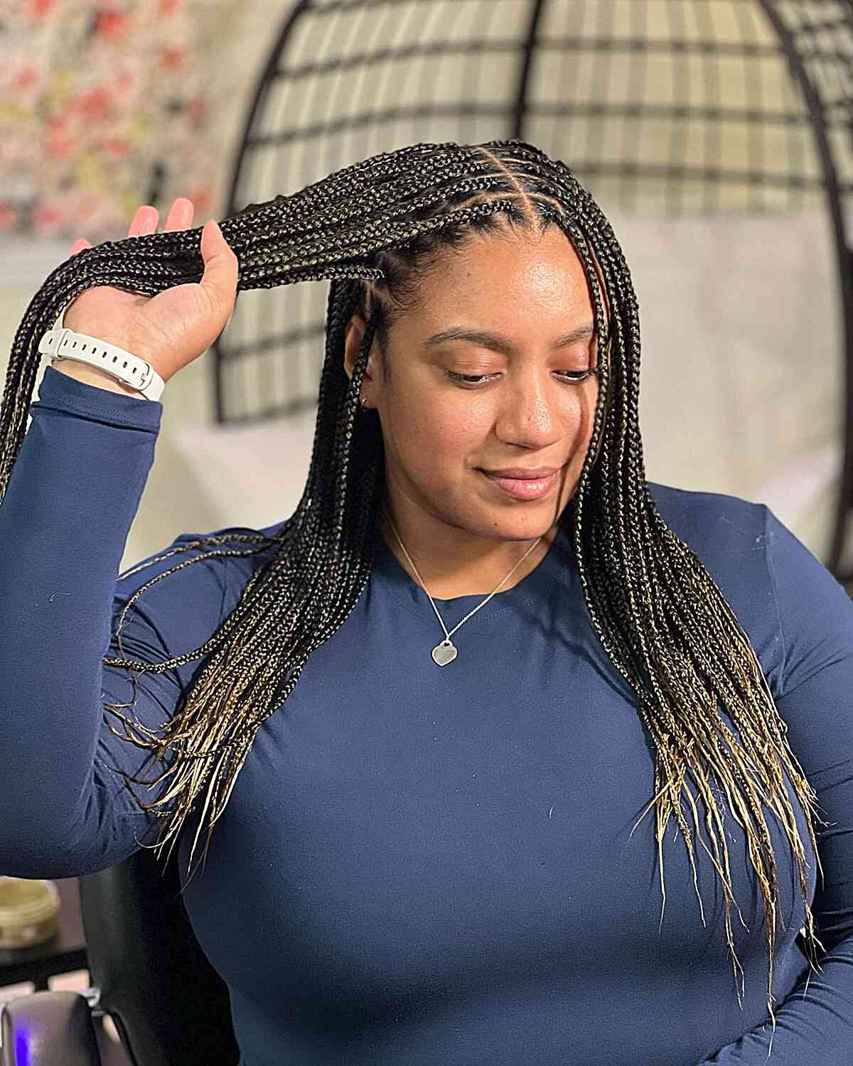 Mid-Back Small Knotless Braids With Ombre Ends Mid-Back Small Knotless Braids With Ombre Ends — Knotless Hairstyles