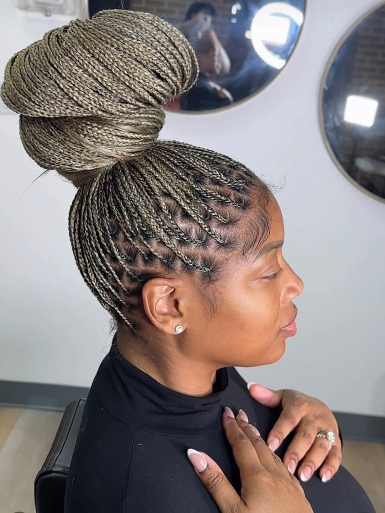 Shoulder-Length Knotless Braids Bun Shoulder-Length Knotless Braids Bun — Knotless Hairstyles