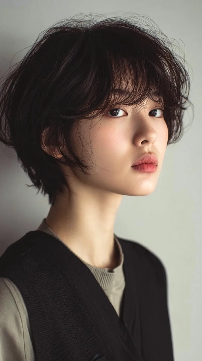 Short Layered Bob With Curtain Bangs Short Layered Bob With Curtain Bangs — Korean Hair