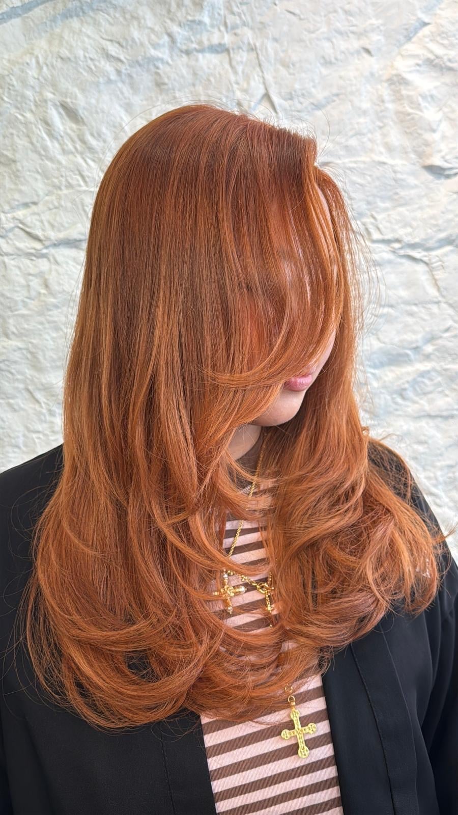 Copper Orange Collarbone Layers Copper Orange Collarbone Layers — Korean Hair