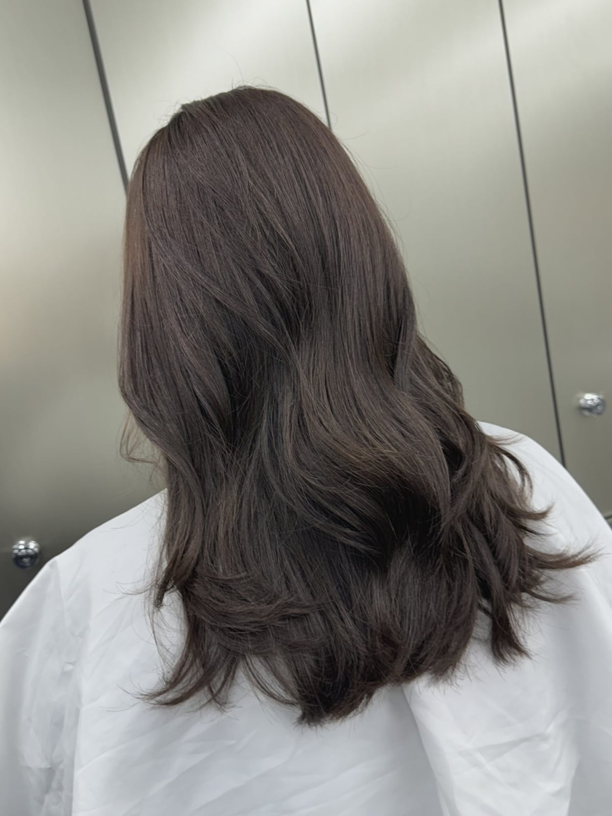 Mid-Back Dark Brown Subtle Layers Mid-Back Dark Brown Subtle Layers — Korean Hair