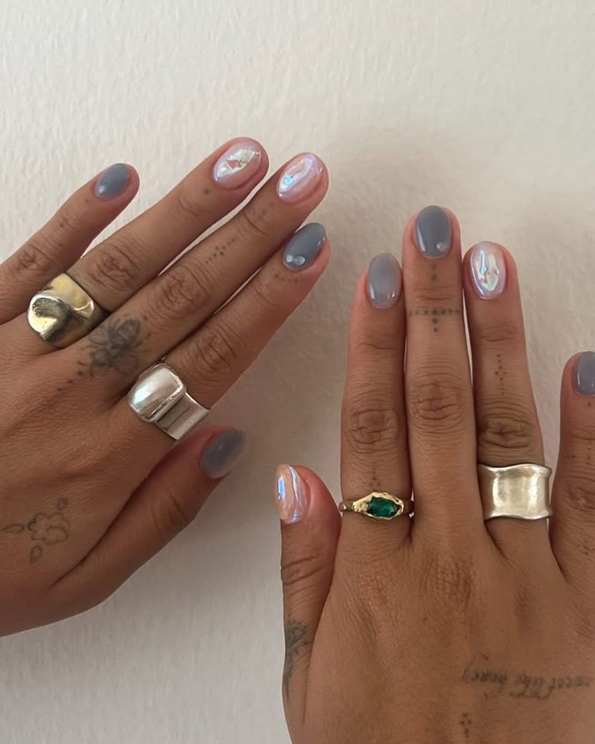 Short Almond Translucent Pink Jelly Nails — Korean Nail Art