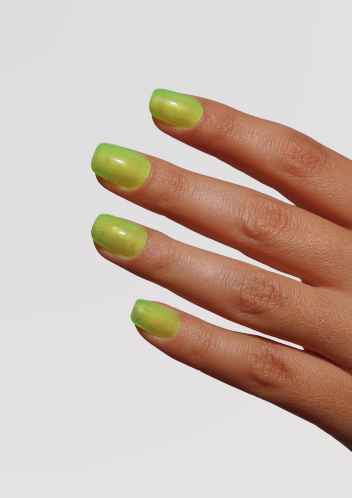 Short Square Lime Green Yellow Jelly Nails — Korean Nails
