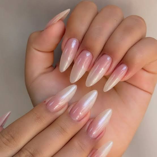 Mixed Shape Floral French Wave Dot Nails — Korean Nails