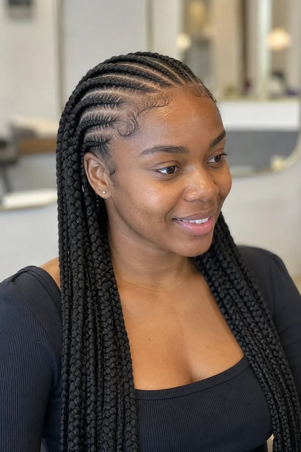 Long Wavy Thick Black Braids — Large Braids