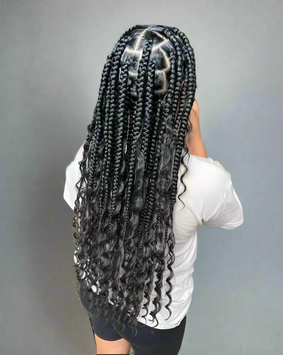 Uniform Light Brown Collarbone Box Braids, Close-Up Take — Large Braids