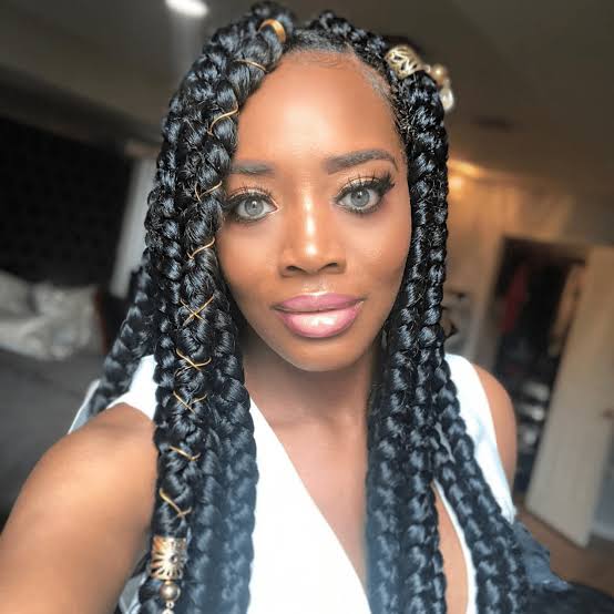 Neat Mid-Back Black Box Braids — Large Braids