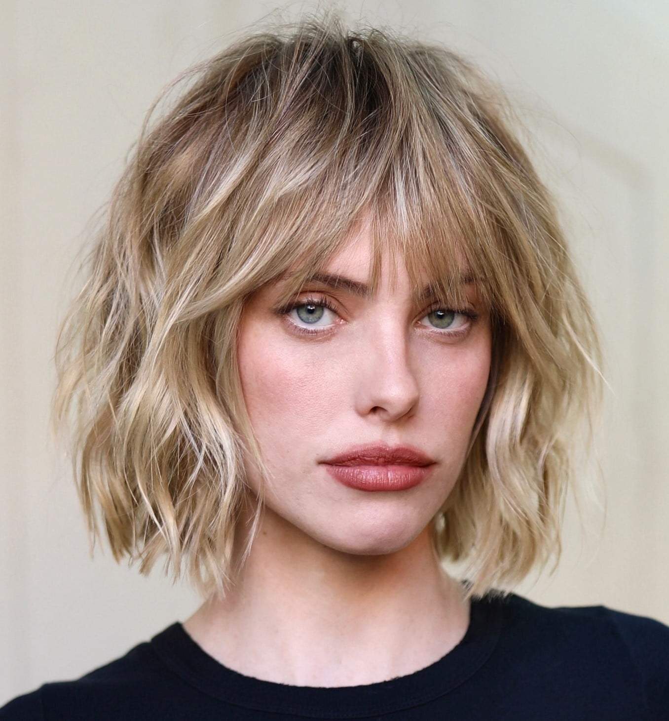 Chin Length Choppy Layered Bob With Textured Bangs — Layer Bob
