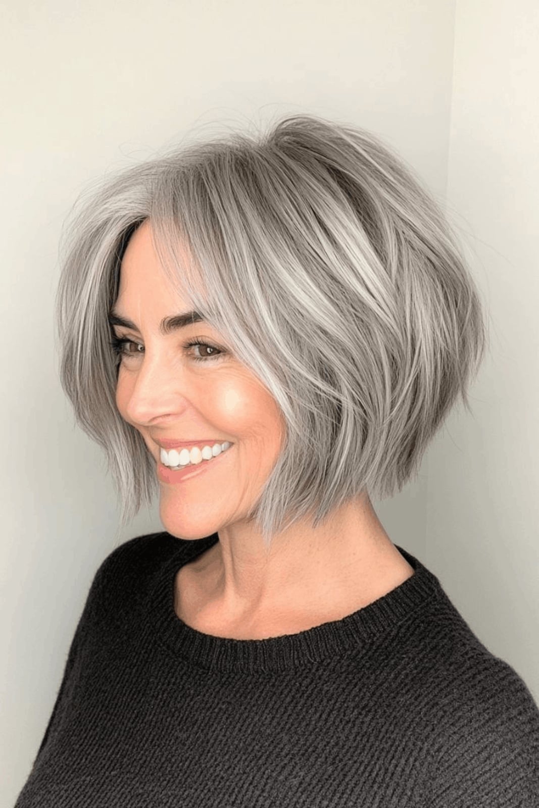 Ear Length Bob With Side Swept Bangs — Layer Bob