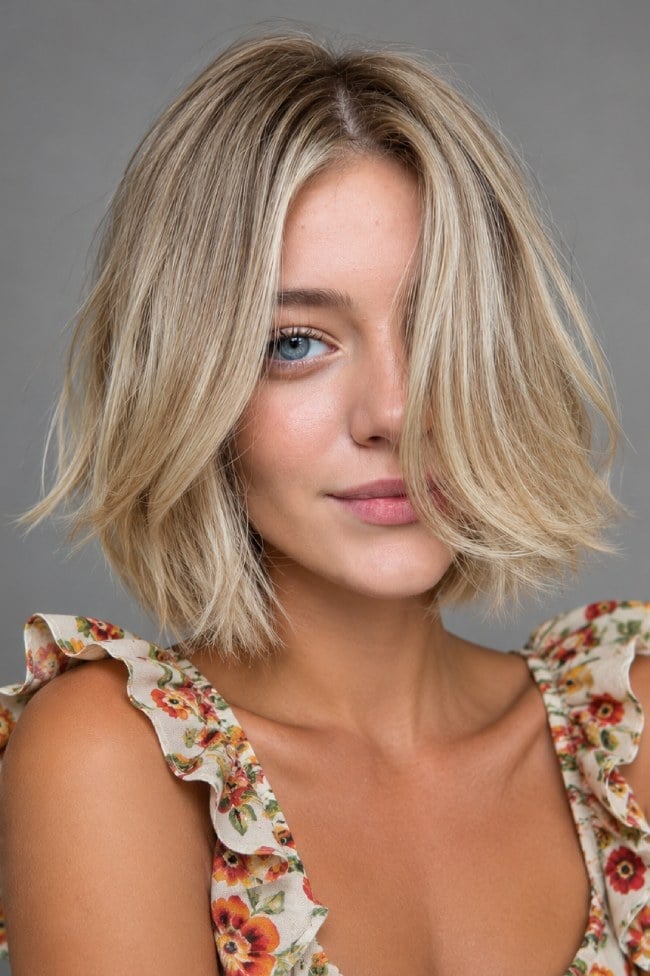 Ash Blonde Bob With Blunt Fringe — Layered Bob Hairstyles