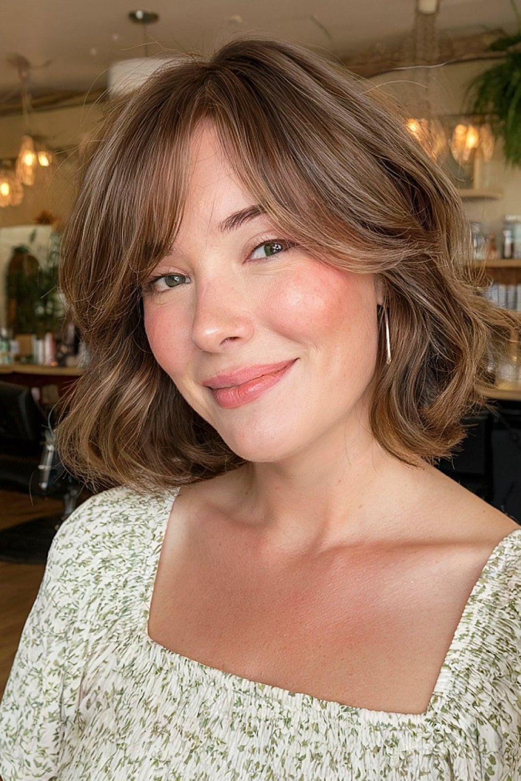 Medium Brown Layered Bob With Full Bangs — Layered Bob Hairstyles