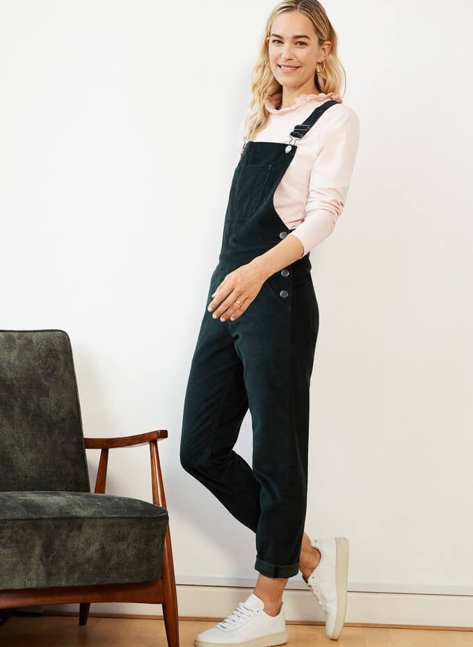 Corduroy Overalls Over Pink Ruffled Collar Top Corduroy Overalls Over Pink Ruffled Collar Top — Layered Ideas