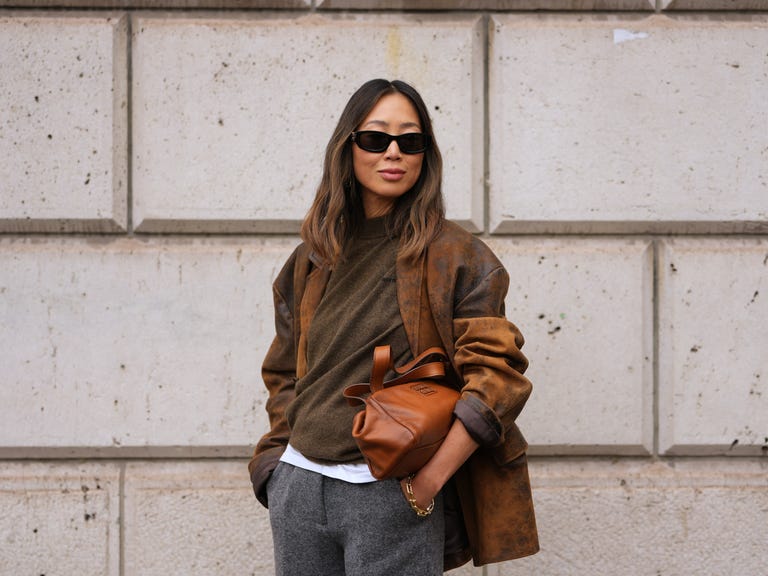 Brown Suede Jacket Over Crewneck and T-Shirt Brown Suede Jacket Over Crewneck and T-Shirt — Layered Ideas