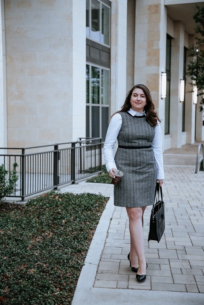 Gray Sleeveless Dress with a Collared Shirt — Layering Dress