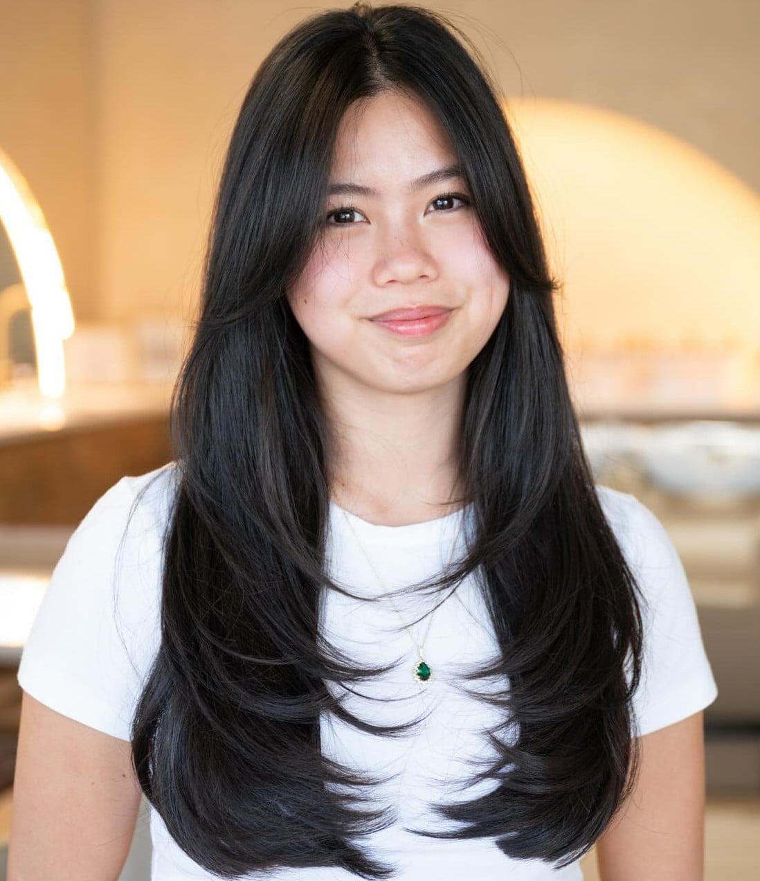 Dark Solid Brown Layers With Curtain Bangs Dark Solid Brown Layers With Curtain Bangs — Layers Hairstyles