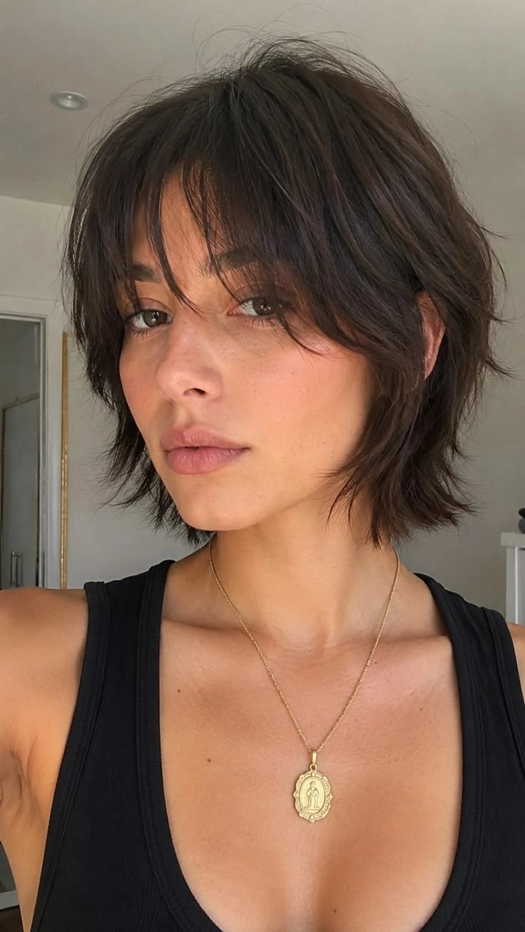 Short Shaggy Layers With Choppy Bangs Short Shaggy Layers With Choppy Bangs — Layers Hairstyles