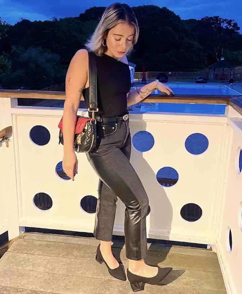 Leather Paneled Pants With A Black Sleeveless Top Leather Paneled Pants With A Black Sleeveless Top — Leather Outfits