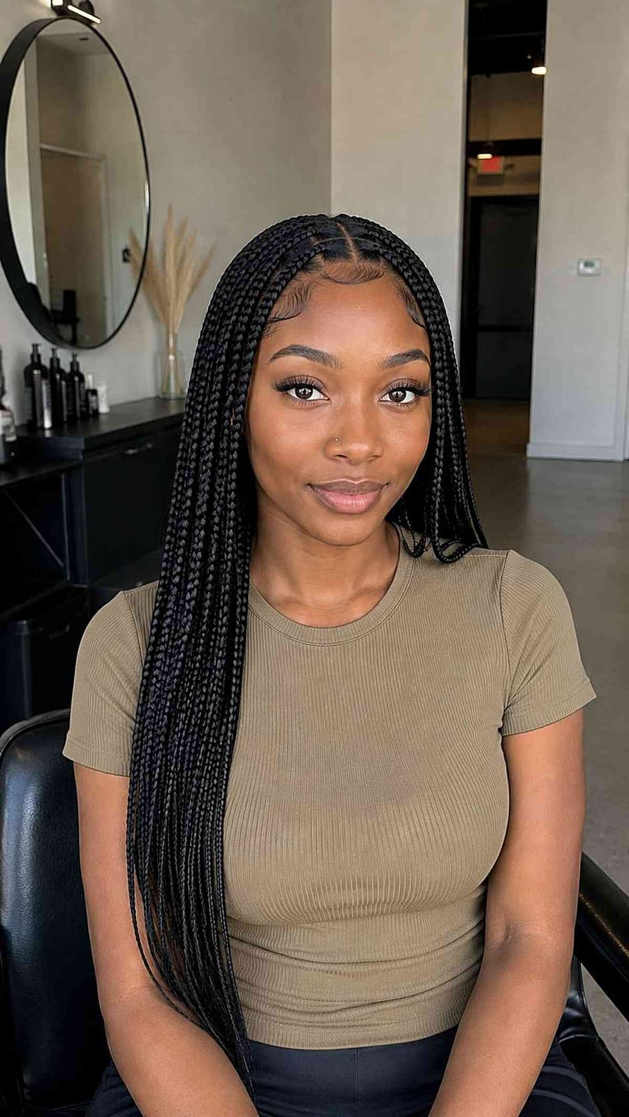 Mid-Back Knotless Box Braids With Middle Part Mid-Back Knotless Box Braids With Middle Part — Length Braids