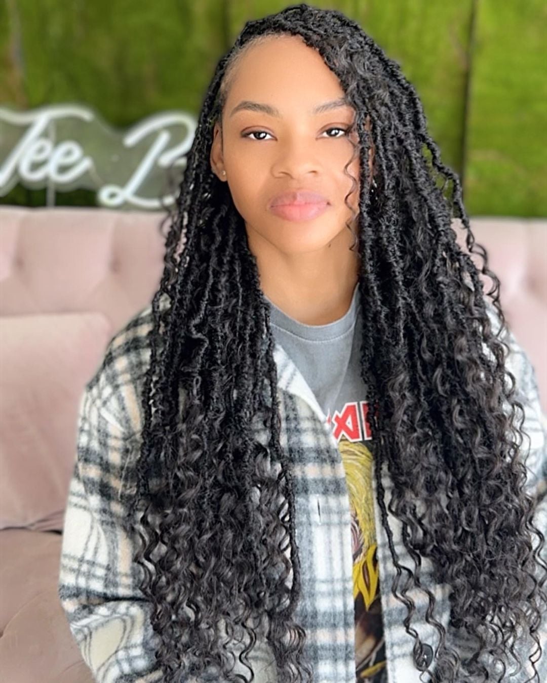 Mid-Back Wavy Locs With Red Undertones — Length Locs