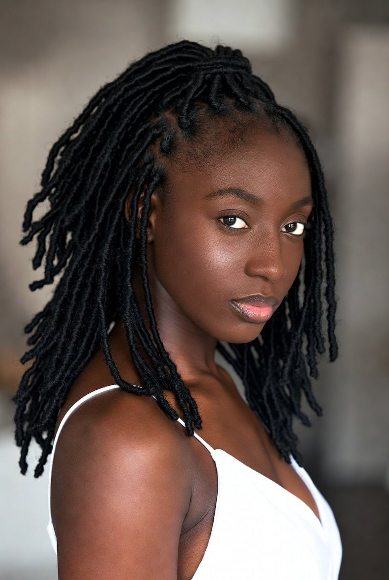 Medium Density Wavy Black Locs — Length Locs