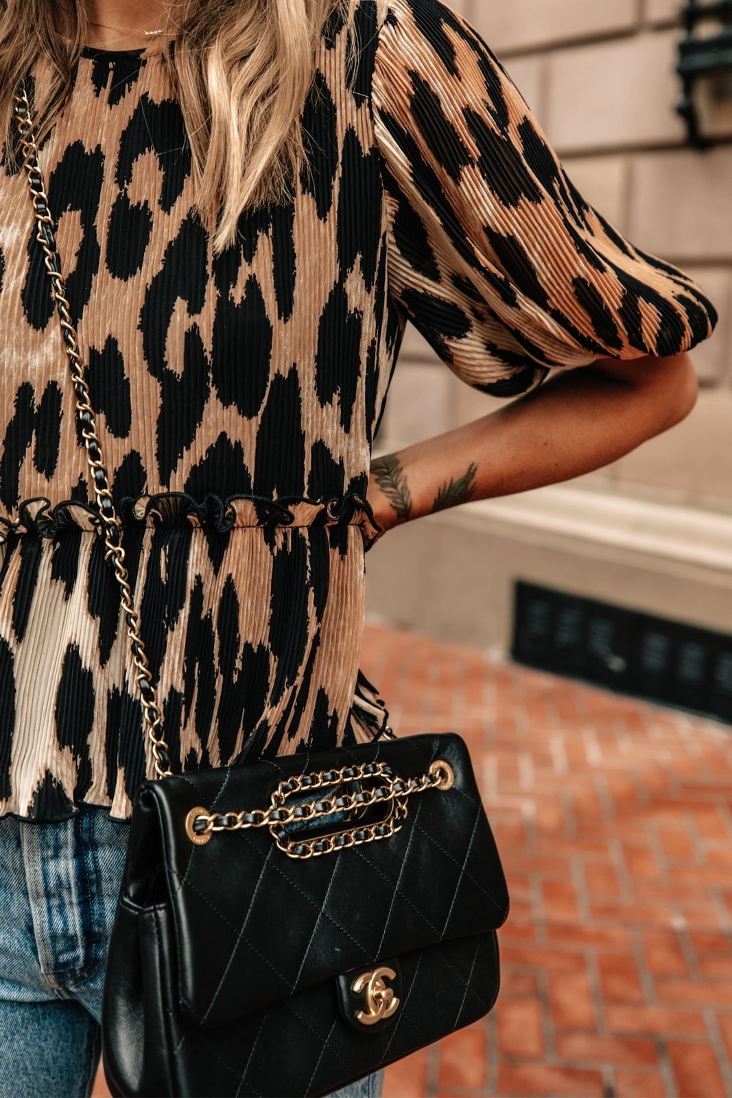 Leopard Peplum Top With Ruffled Hem — Leopard Print Outfits