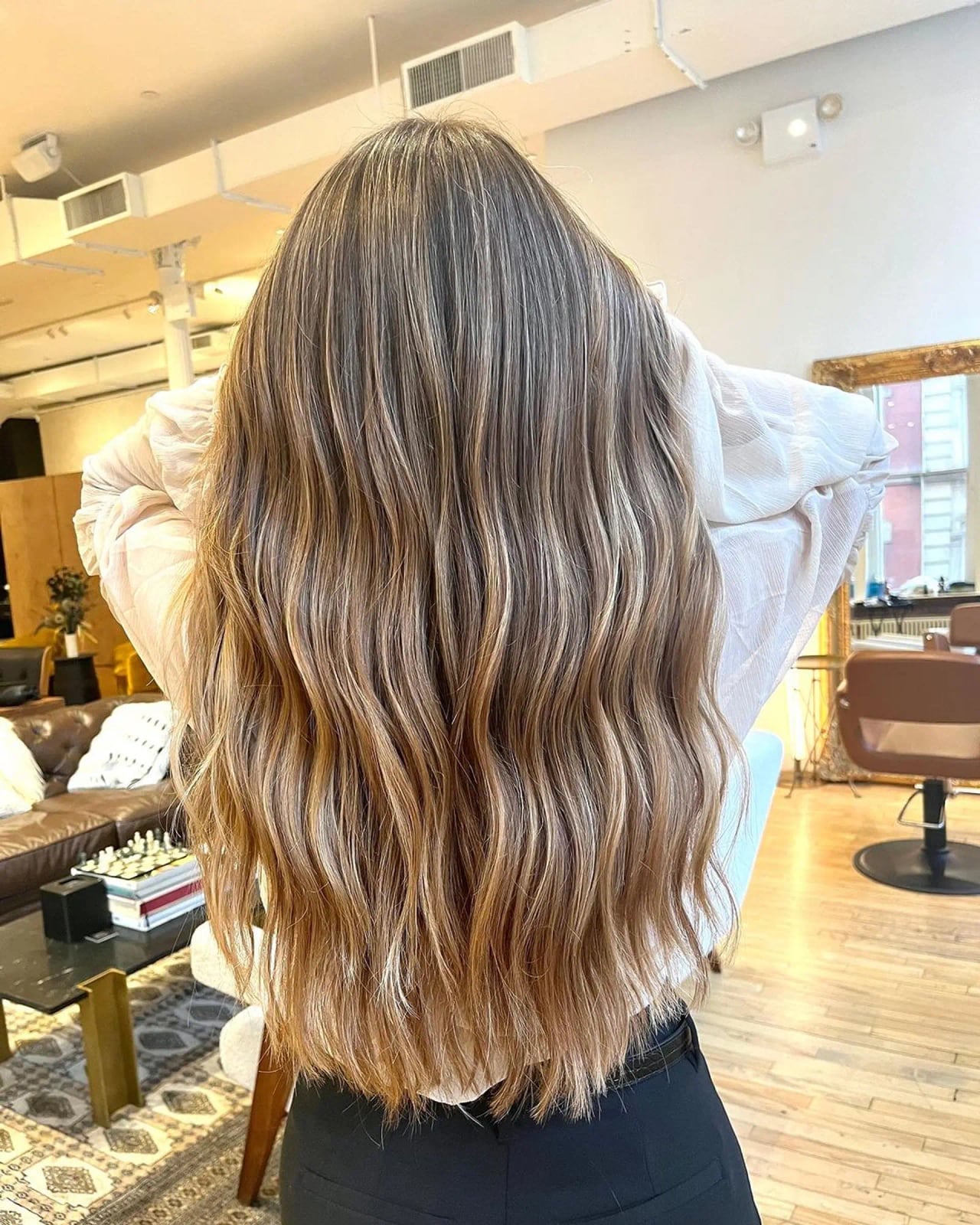 Light Brown Mid-Back With Natural Dimensional Highlights, Wavy Light Brown Mid-Back With Natural Dimensional Highlights, Wavy — Light Highlights