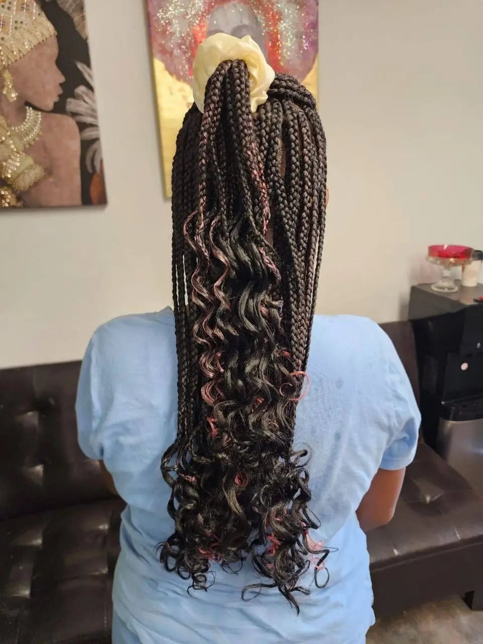 Long Braids With Pink Highlights and Curls Long Braids With Pink Highlights and Curls — Little Girl Braids