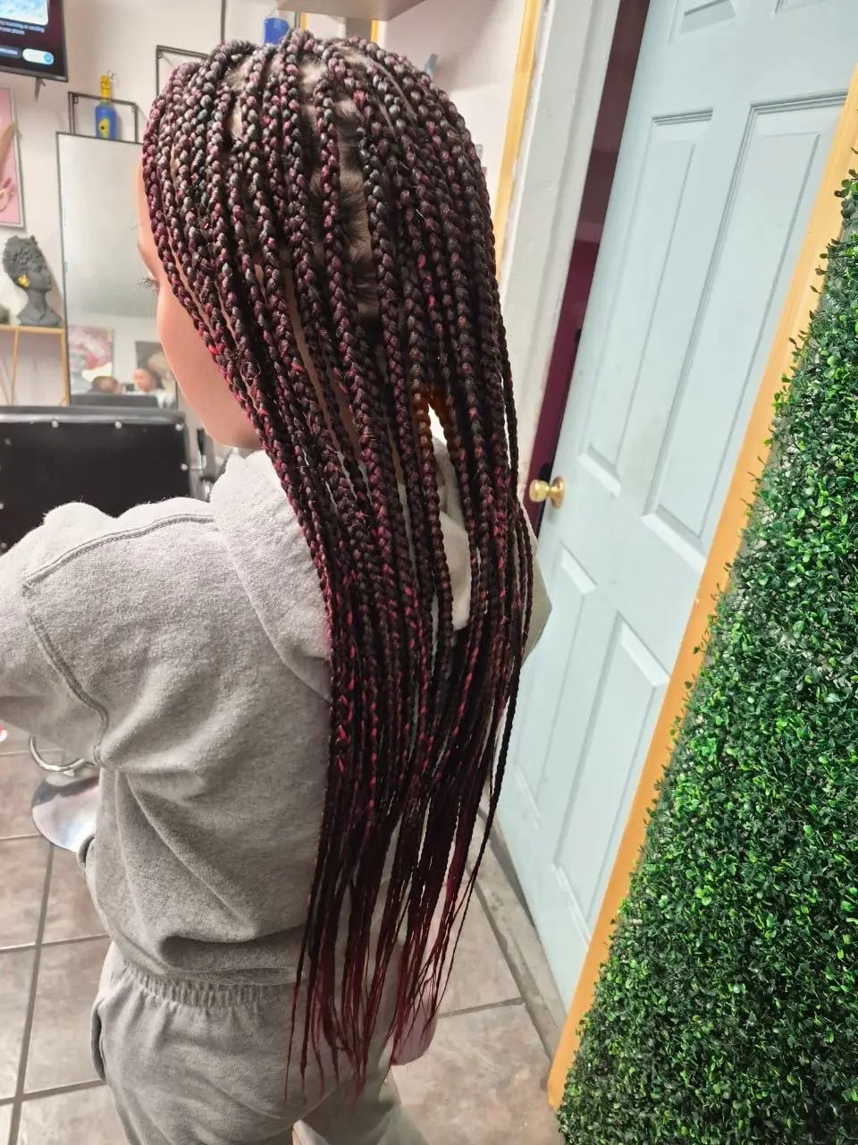 Long Box Braids With Red Streaks Long Box Braids With Red Streaks — Little Girl Braids