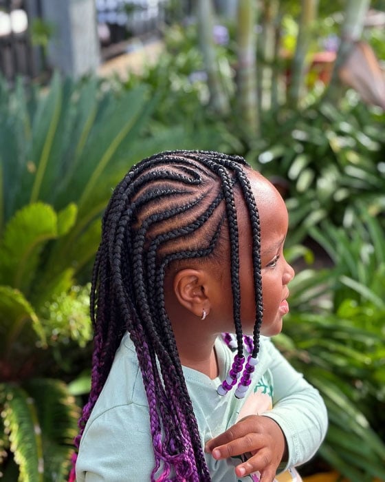 Cornrows With Purple Ombre Tips Cornrows With Purple Ombre Tips — Little Girl Braids