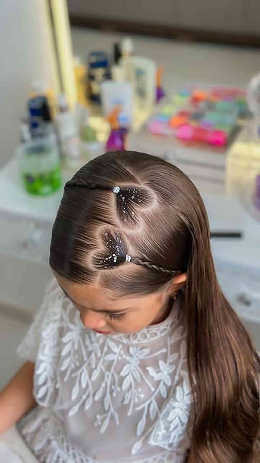 Dark Brown Mid-Back Heart Braids Dark Brown Mid-Back Heart Braids — Little Girl Hairstyles