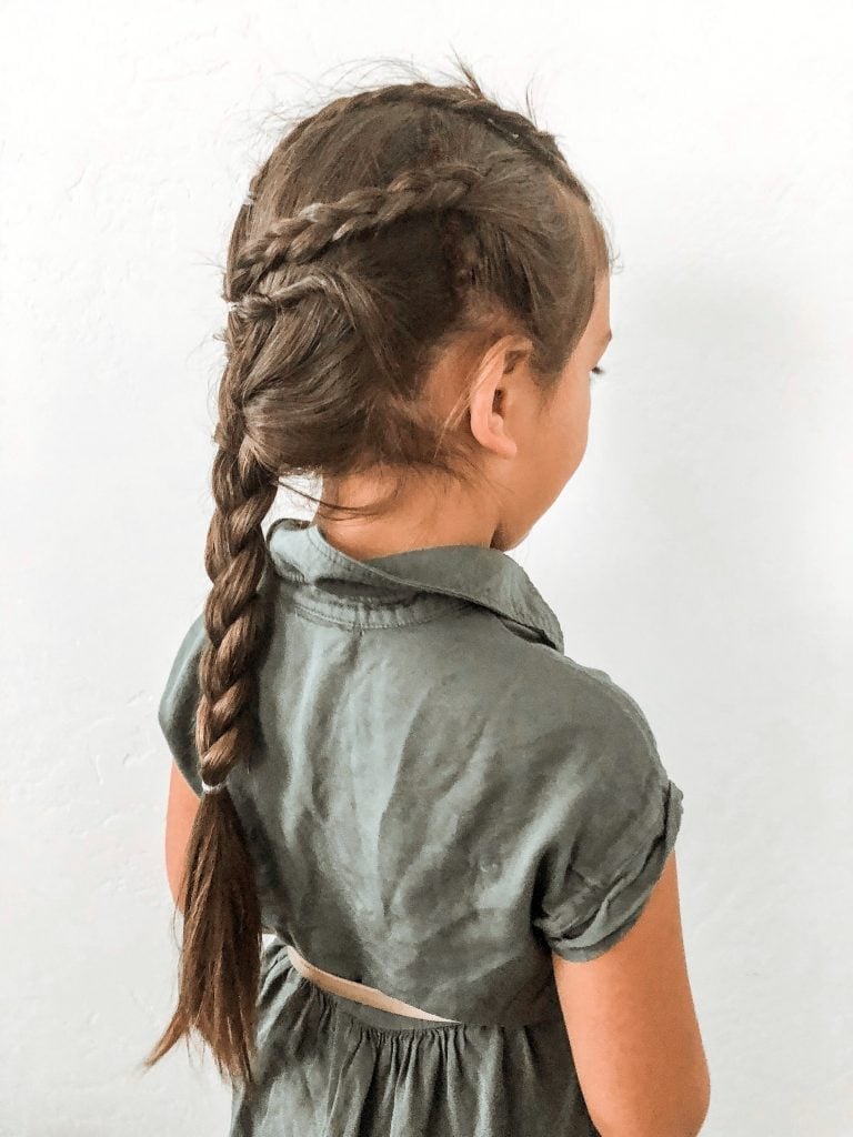 Mid-Back Brown Braid With Twisted Accents Mid-Back Brown Braid With Twisted Accents — Little Girl Hairstyles