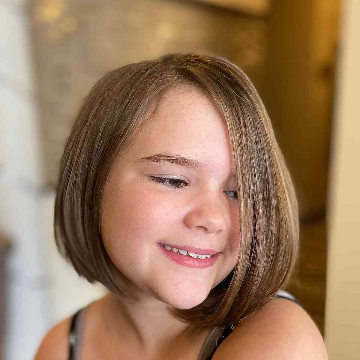 Chin Length Sleek Bob With Side-Swept Bangs Chin Length Sleek Bob With Side-Swept Bangs — Little Girl Hairstyles
